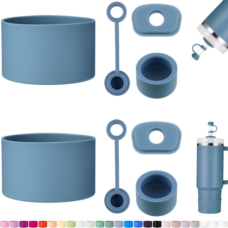 HYZ 8 Piece Accessories for Stanley Cup, Silicone Spill Proof Stopper Set and Protective Boot Including Straw Cover Cap for Stanley H2.0 20oz 30oz 40oz Tumbler, Indigo - Image 1